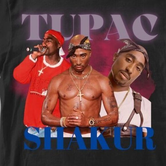 Tupac Shakur Graphic T-Shirt 90s Hip Hop Music Fan Retro Style Tee 90 - Picture 2 of 5